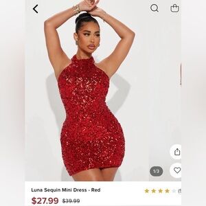 Fashion Nova Red Sequin Mini Dress
